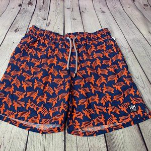 Tom & Teddy Turtle Men's Swim Trunk Navy & Orange